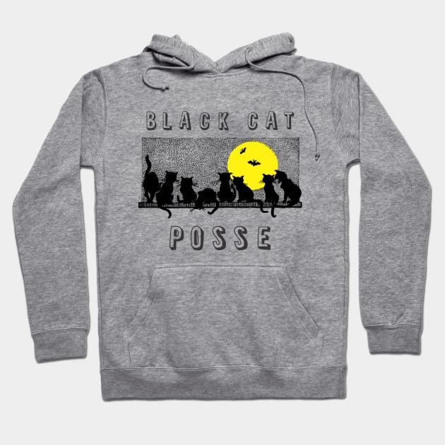 Halloween Superstition Black Cat Posse with Bats Hoodie by AHBRAIN